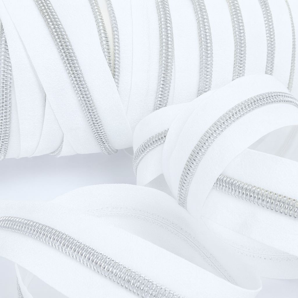 5mm White Silver Zipper by the Yard - Maison Klem